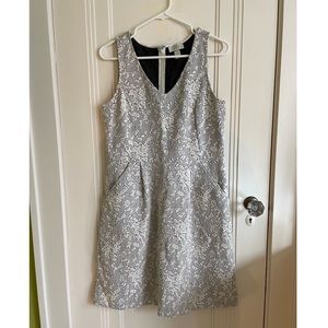 Ann Taylor LOFT white floral jacquard sleeveless dress